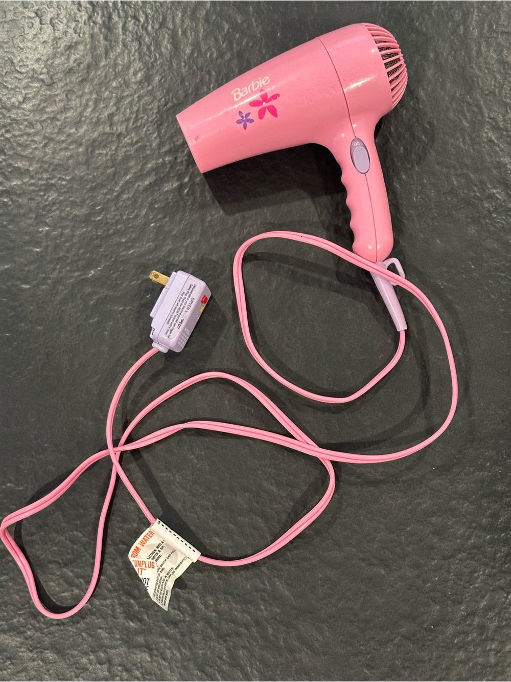 VTG Barbie Pink Compact Hair Dryer with Floral Accent